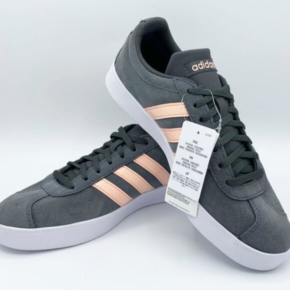Brand New Adidas VL Court 2.0 Grey Glow Pink Size 7 - Picture 1 of 11